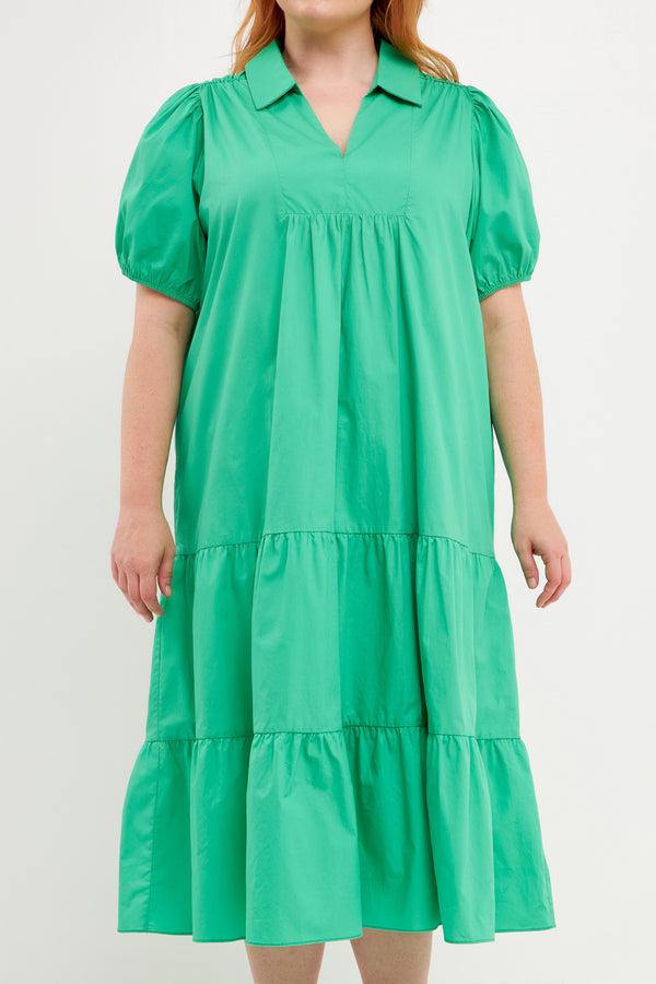 English Factory Poplin Midi Dress GREEN