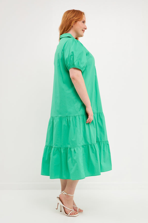 English Factory Poplin Midi Dress GREEN