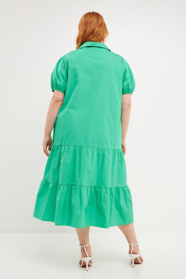 English Factory Poplin Midi Dress GREEN