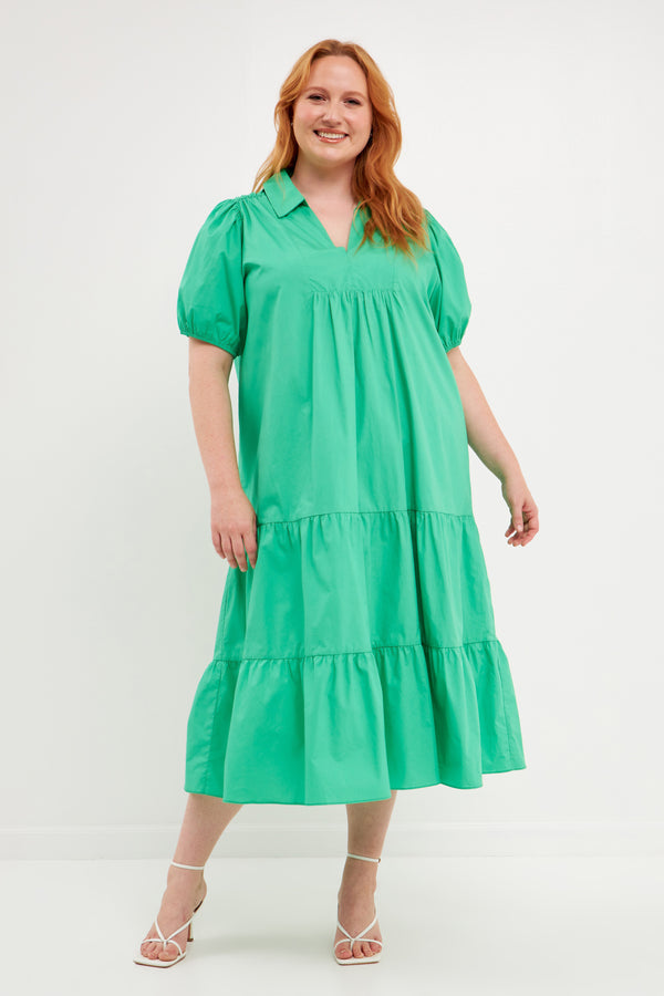 english factory Poplin Midi Dress GREEN