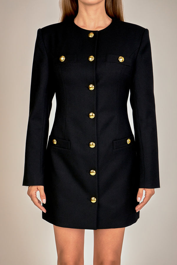 English Factory Power Shoulder Mini Dress BLACK