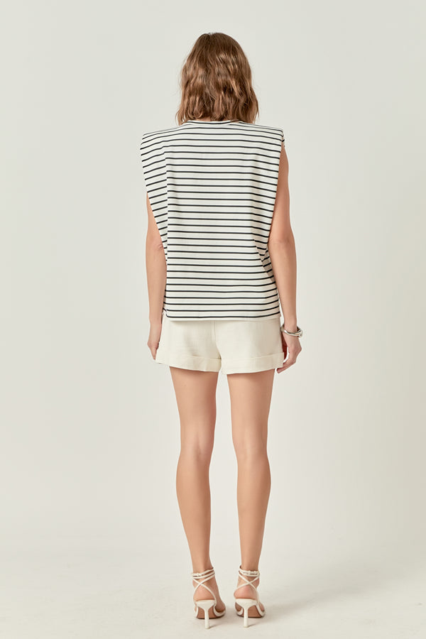 English Factory Power Shoulder Top WHITE/BLACK