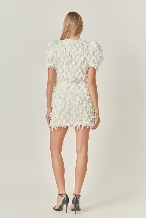 English Factory Premium Textured Ribbon Top WHITE