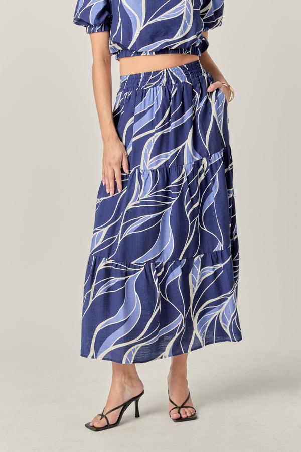 English Factory Printed Maxi Skirt NAVY/BLUE MULTI