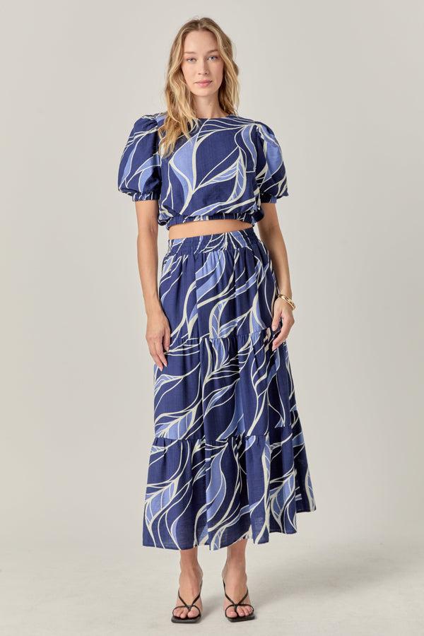 English Factory Printed Maxi Skirt NAVY/BLUE MULTI
