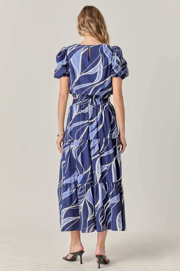 English Factory Printed Maxi Skirt NAVY/BLUE MULTI