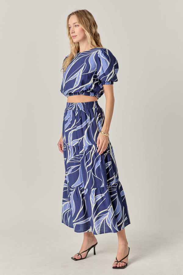 english factory Printed Maxi Skirt NAVY/BLUE MULTI