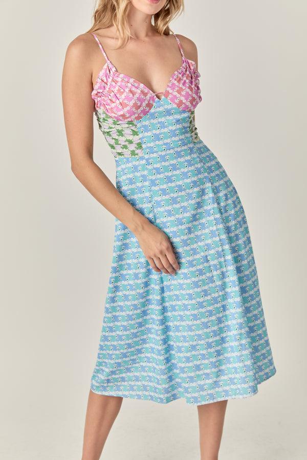 English Factory Printed Satin Dress MULTI