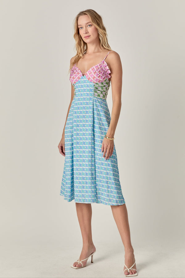 English Factory Printed Satin Dress MULTI