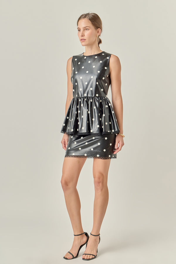 English Factory Pu Polka Dot Top BLACK/WHITE