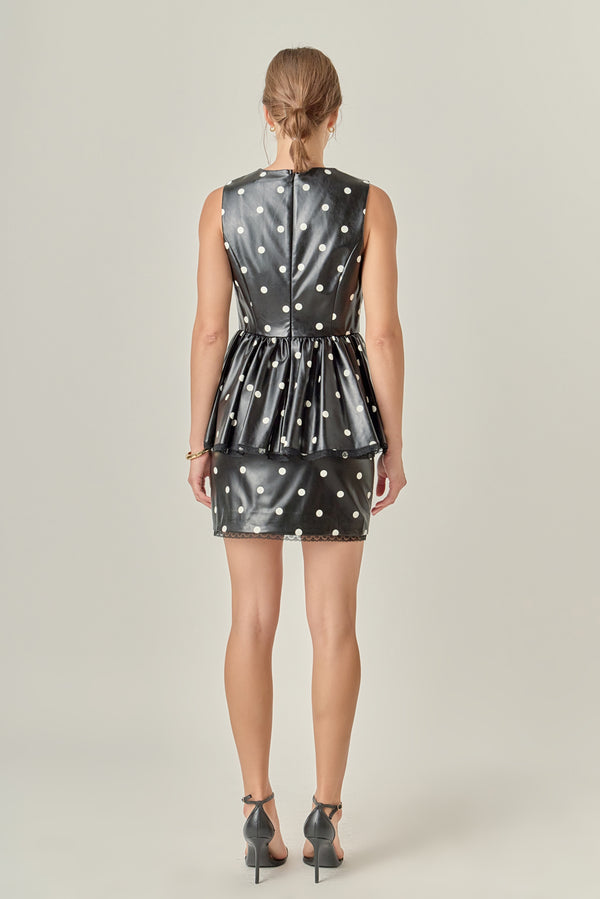 English Factory Pu Polka Dot Top BLACK/WHITE
