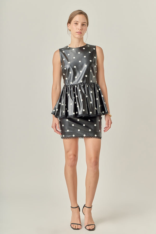 english factory Pu Polka Dot Top BLACK/WHITE