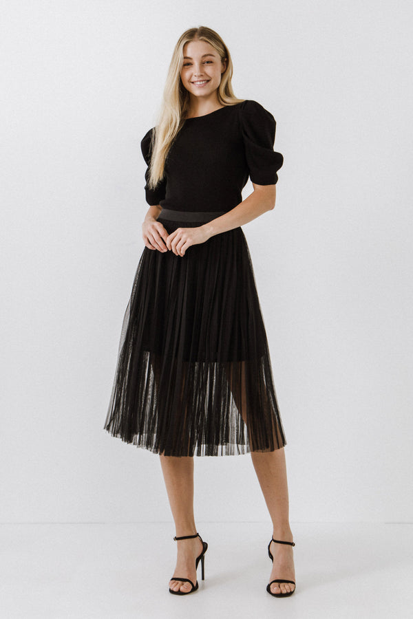 english factory Puff Short Sleeve Sweater BLACK