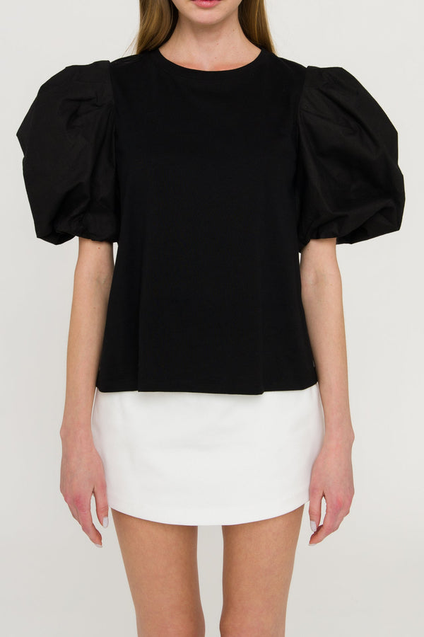 English Factory Puff Short Sleeve T-Shirt BLACK