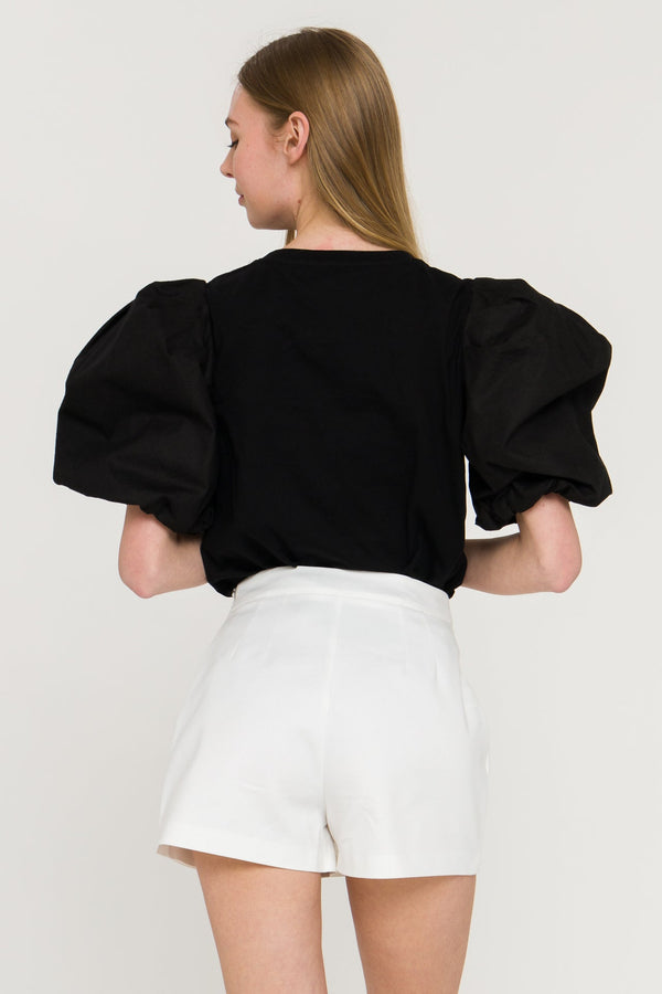 English Factory Puff Short Sleeve T-Shirt BLACK