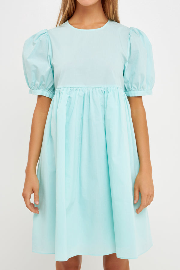 English Factory Puff Sleeve Babydoll Dress MINT