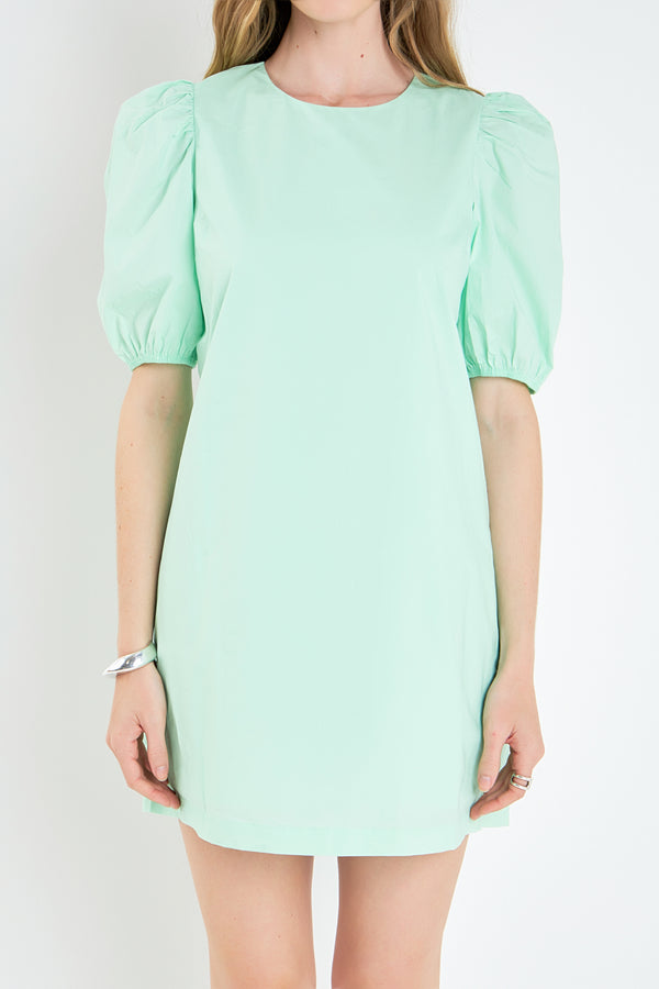 English Factory Puff Sleeve Mini Dress GREEN