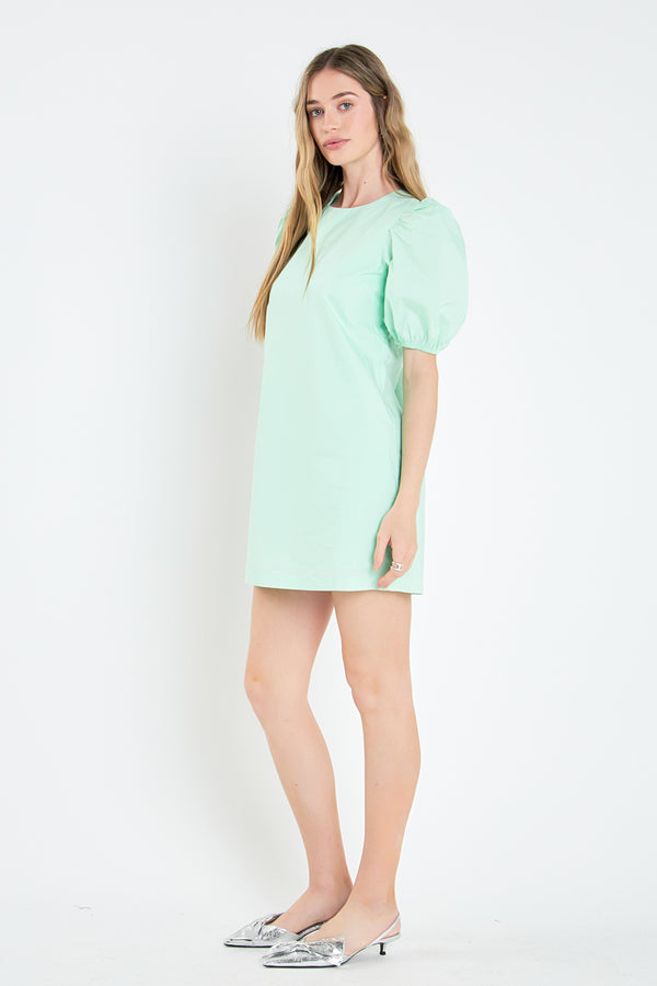 English Factory Puff Sleeve Mini Dress GREEN