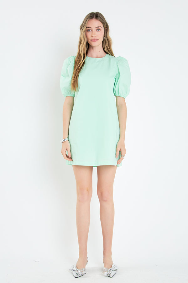 english factory Puff Sleeve Mini Dress GREEN