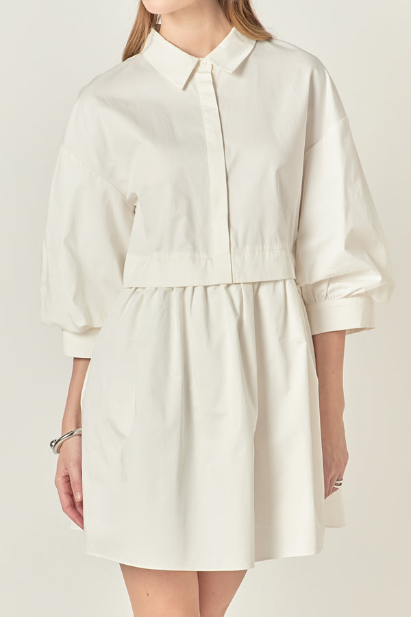 English Factory Puff Sleeve Shirt Dress WHITE
