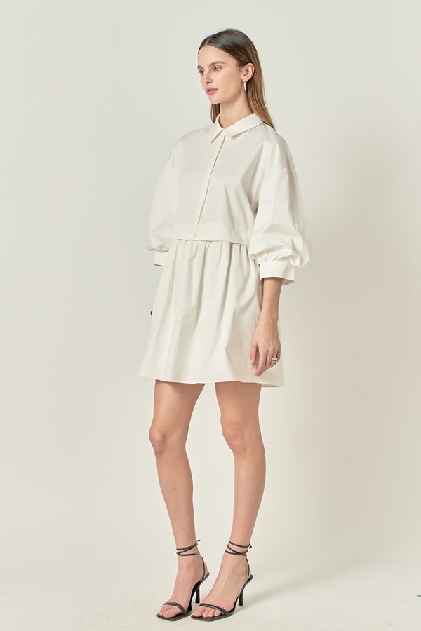 English Factory Puff Sleeve Shirt Dress WHITE