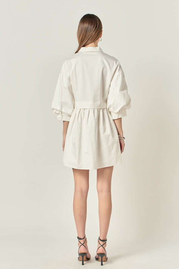 English Factory Puff Sleeve Shirt Dress WHITE