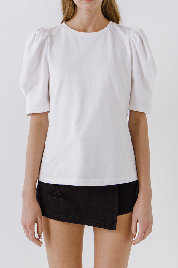 English Factory Puff Sleeve T-Shirt WHITE