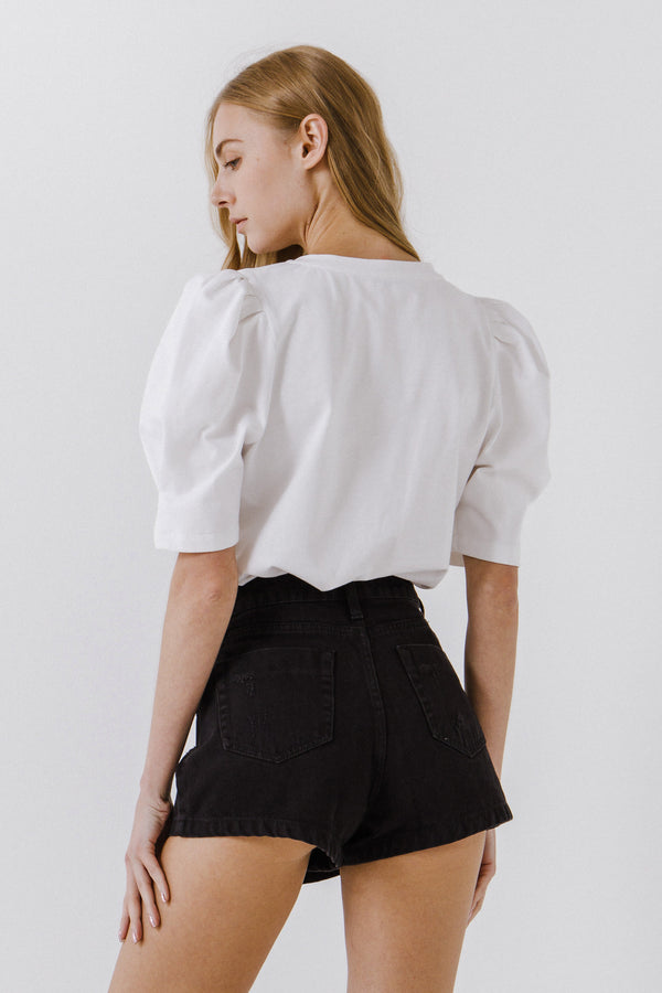 English Factory Puff Sleeve T-Shirt WHITE