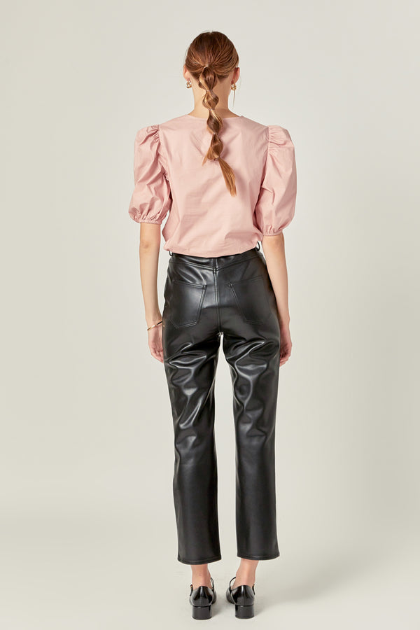 English Factory Puff Sleeve Top BROWN