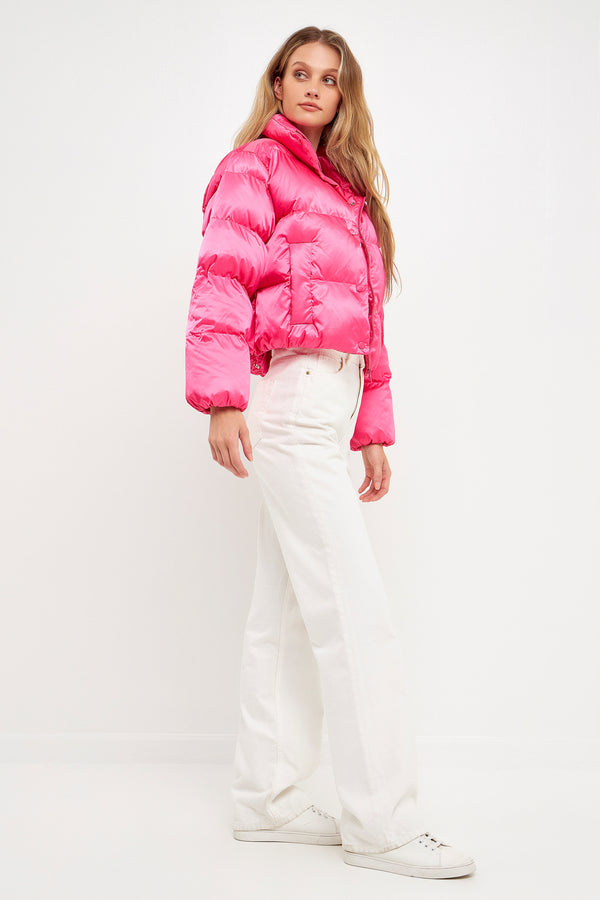 English Factory Puffer Cropped Jacket FUCHSIA
