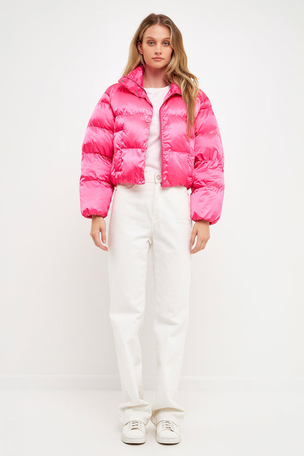 english factory Puffer Cropped Jacket FUCHSIA