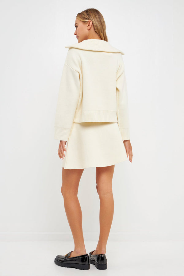 English Factory Quarter-Zip Knit Sweater CREAM