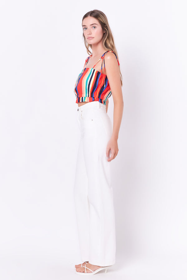 English Factory Rainbow Stripe Top With Tie MULTI