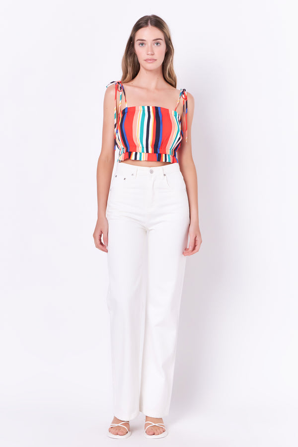 english factory Rainbow Stripe Top with Tie MULTI