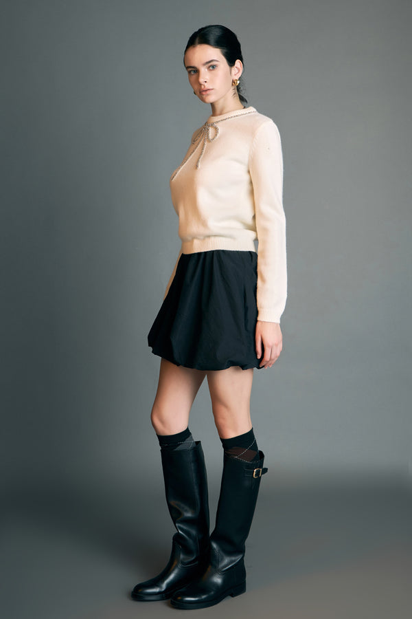 English Factory Rhinestone Bow Knit GREEN