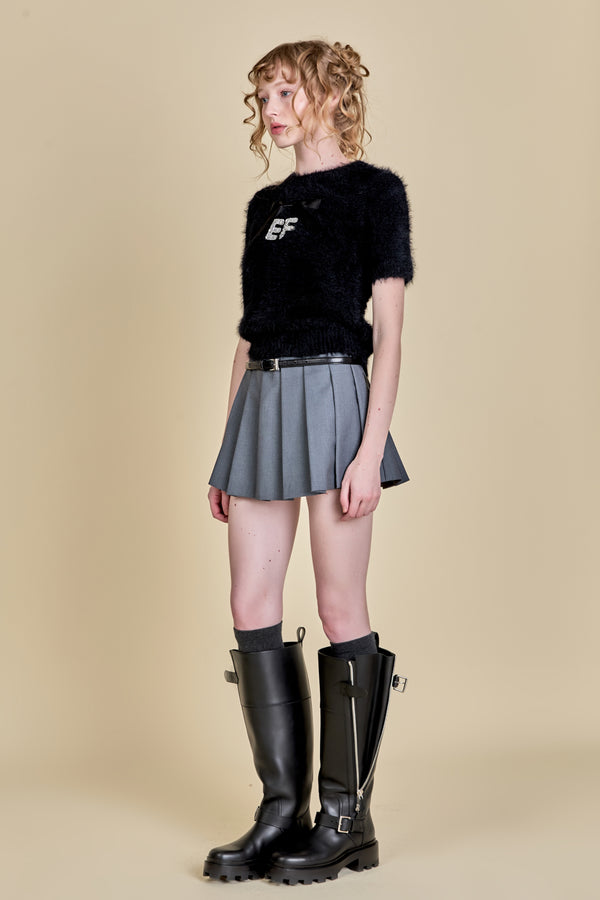 English Factory Rhinestone EF Logo Knit BLACK