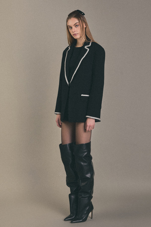 English Factory Rhinestone Trimmed Jacket BLACK