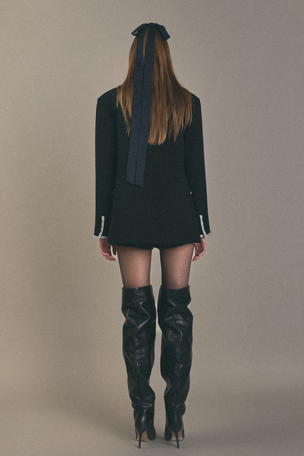 English Factory Rhinestone Trimmed Jacket BLACK