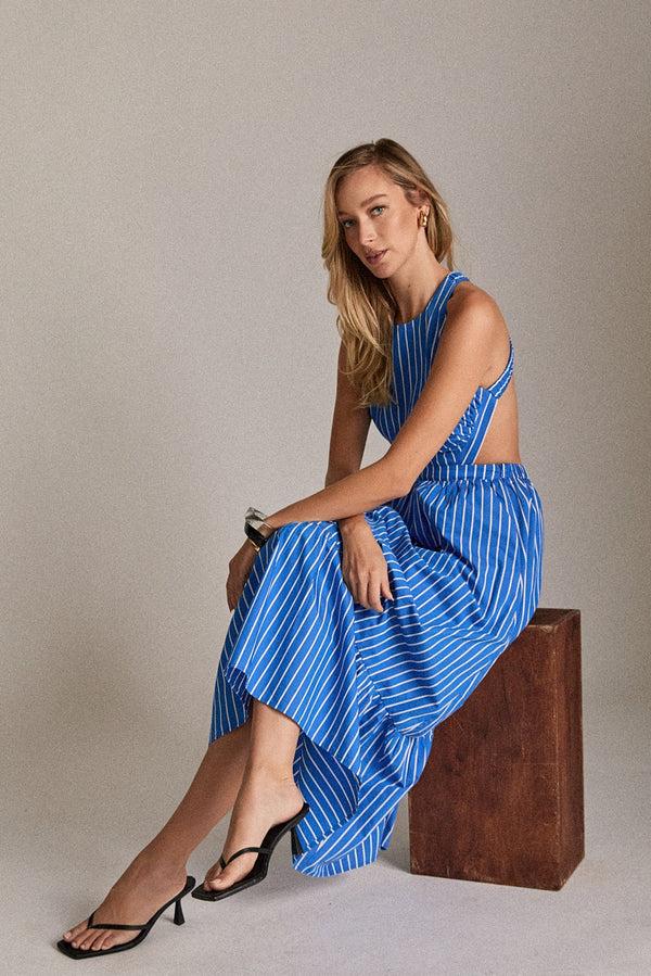 english factory Riviera Stripe Dress BLUE STRIPE