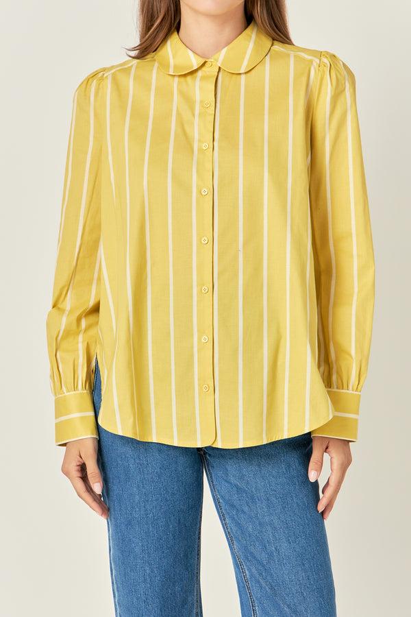 English Factory Round Collar Stripe Shirt MUSTARD