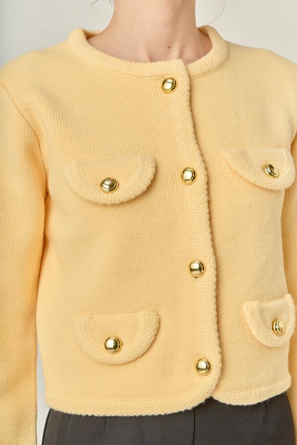 English Factory Round Hem Cardigan BUTTER YELLOW