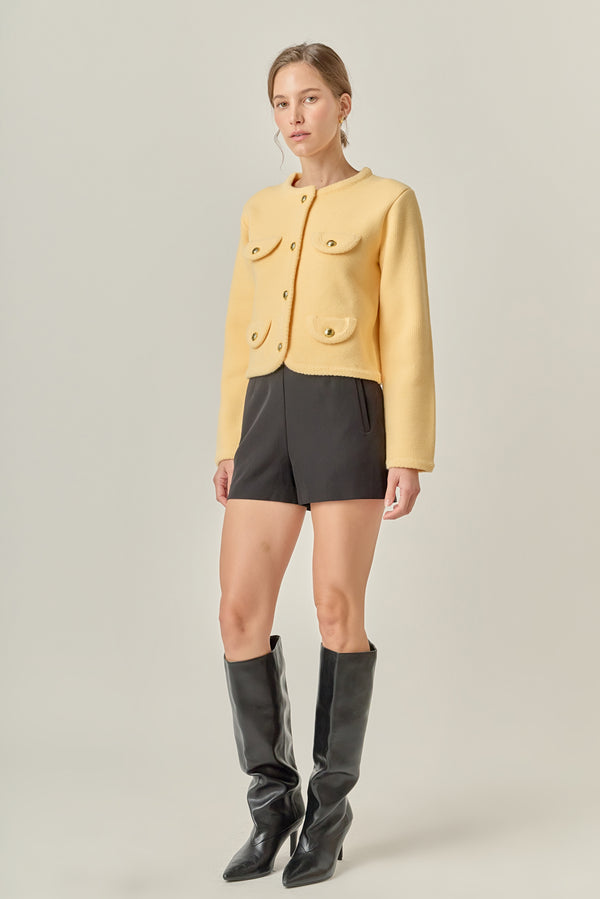 English Factory Round Hem Cardigan BUTTER YELLOW
