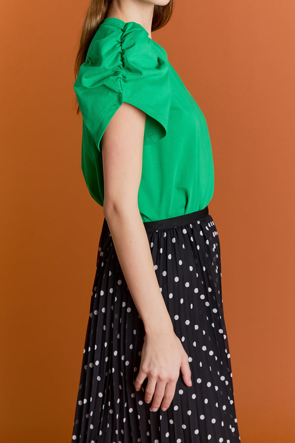 English Factory Ruched Sleeve T-Shirt GREEN