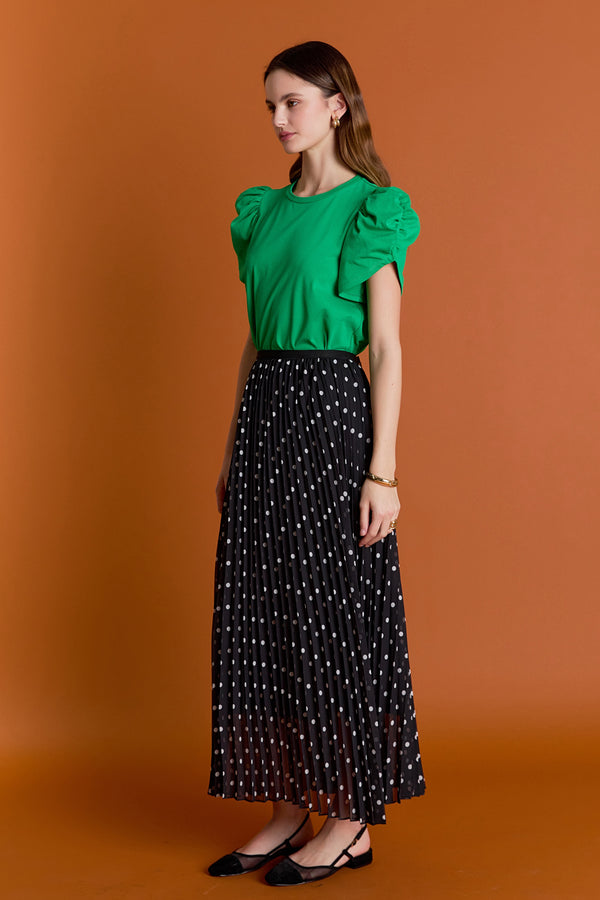 English Factory Ruched Sleeve T-Shirt GREEN