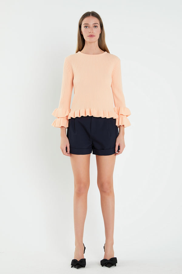 english factory Ruffle Detail Sweater PINK