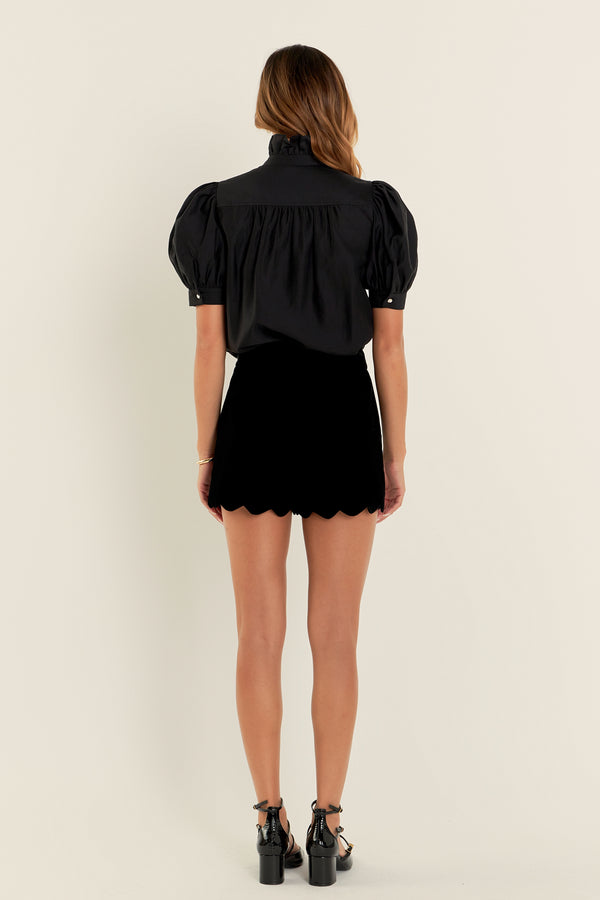 English Factory Ruffle Pointed Blouse BLACK