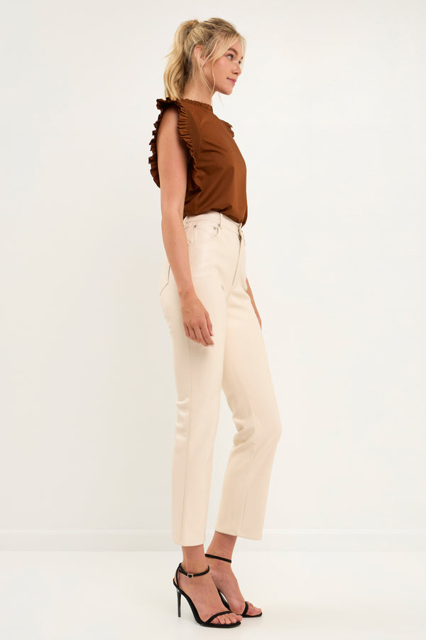 English Factory Ruffle Sleeve Top - Final Sale BROWN