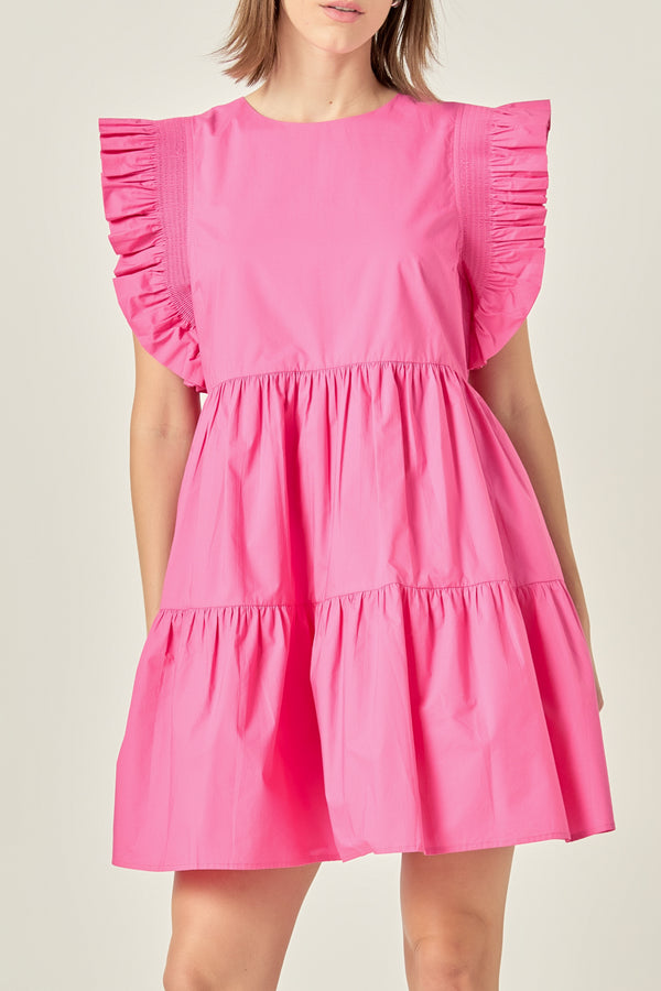 English Factory Ruffled Babydoll Mini Dress LILAC