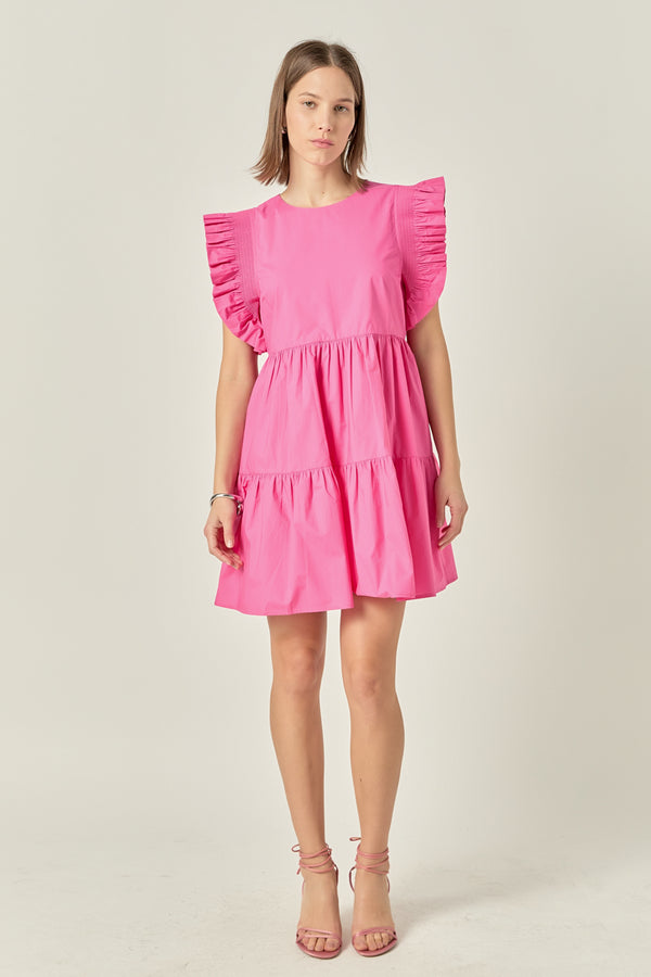 english factory Ruffled Babydoll Mini Dress LILAC