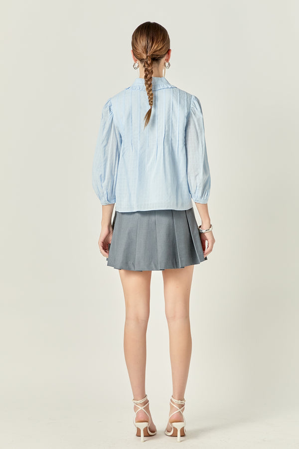 English Factory Ruffled Collar Blouse POWDER BLUE